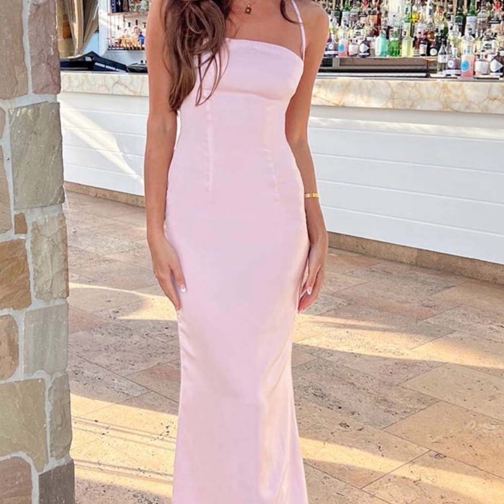 Lucy in the Sky Strapless Light Pink Maxi Dress